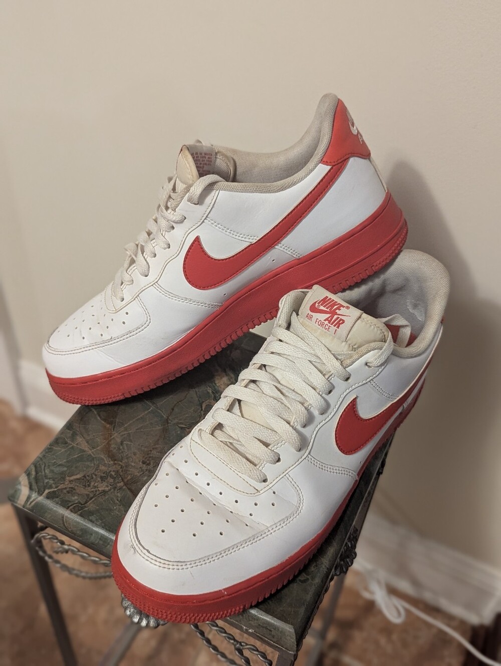 Nike Air Force 1 '07 Low White Gym Red Men's Size 10.5